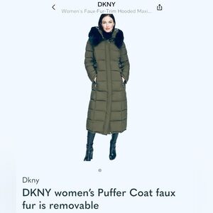 DKNY women’s Puffer Coat faux fur is removable